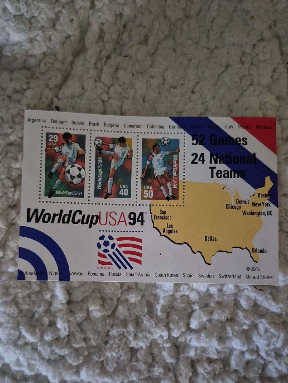 WorldCup USA 94 Commemorative Stamp Sheet - Multicolor